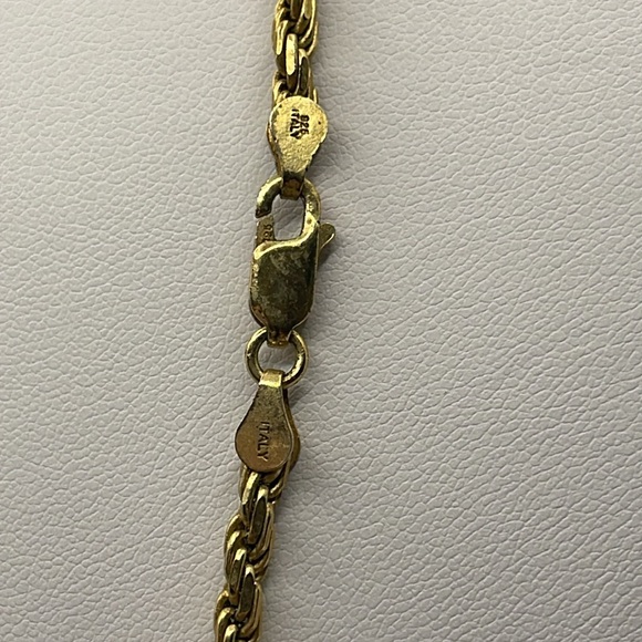 24” Italian Rope Chain 925 Sterling Silver Gold Plated Necklace - Picture 4 of 4